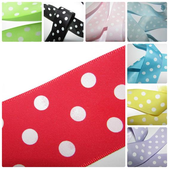 Polka Dot Ribbon Pink,Red,Yellow,Lilac,Turquoise,Lime,Black Blue