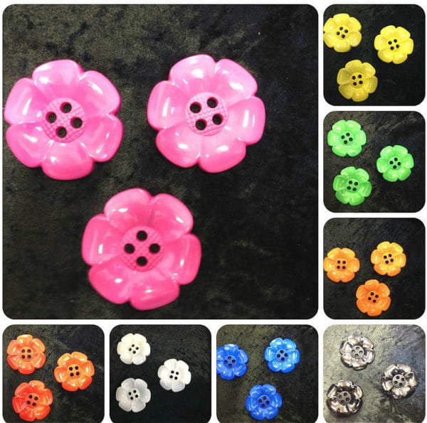 Flower Petal Oversized Buttons - Bright Colours - Size 60 mm