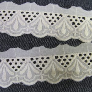 Cream Embroidery Anglaise Lace Trim - 2"