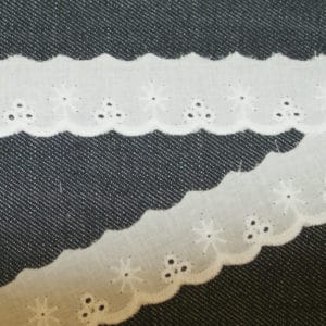 Cream & White Embroidery Anglaise Lace Trim