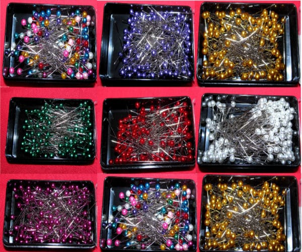 Pearl Headed Pins Assorted Colours - Wholesale Packs
