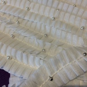 White Pearl Ruched Trim By The Metre - White