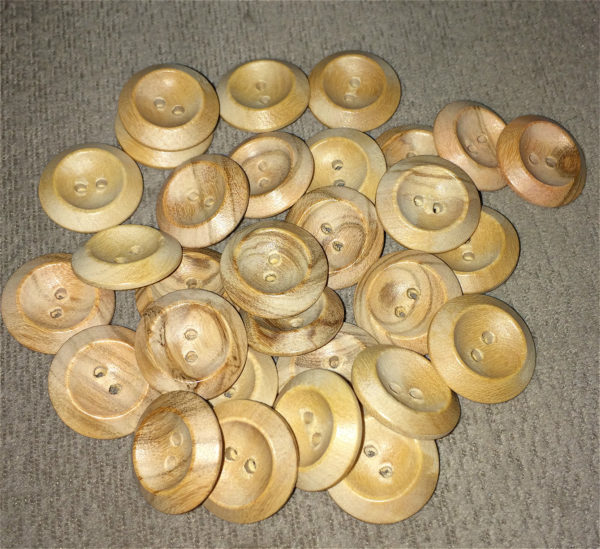 Wooden Two Hole Buttons - Ligne 26 & 30 - Wholesale Packs - 30