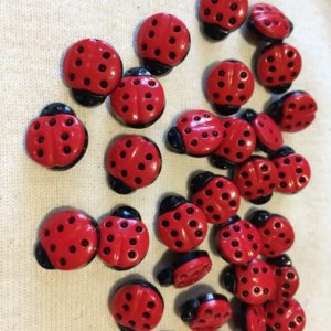 Black & Red Lady Bird Shaped Buttons - 10 Button