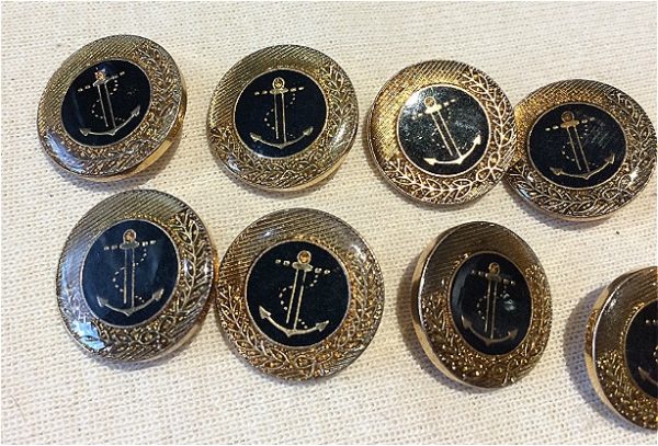 black and gold anchor button
