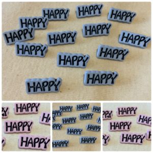 "Happy" Buttons - Pink , Blue - Blue