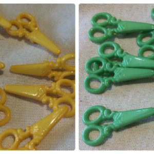 Scissor Buttons - Green - Golden Yellow - Green
