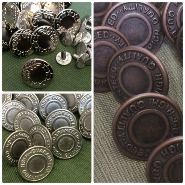 multiple packs of metal buttons