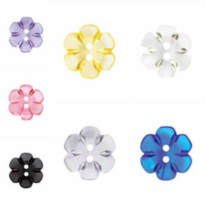 Fine Style Two Hole Transparent Floral Buttons Wholesale Packs 4 Sizes