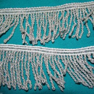 Silver Metallic Looped Fringe Decorative Dress Furnishing Trimming 4" (10cm) - 25 metres per card