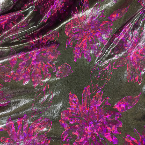 Floral Metallic Purple Patterned Micro Dot Lame Dress Fabric 145cm wide