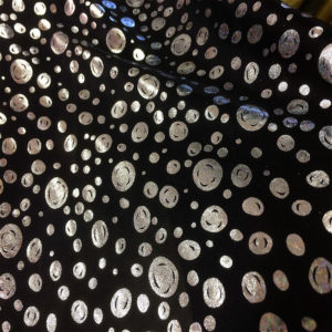 Metal Silver & Black Abstract Patterned Micro Dot Lame Dress Fabric