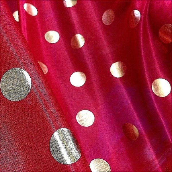 Red Gold Spotty Micro Dot Lame Dress Fabric 120 cm wide