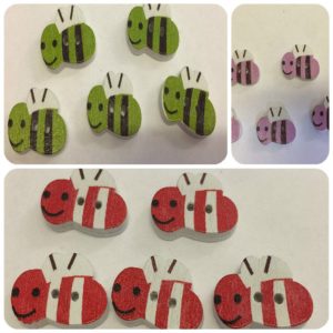 multiple colours bumble bee buttons