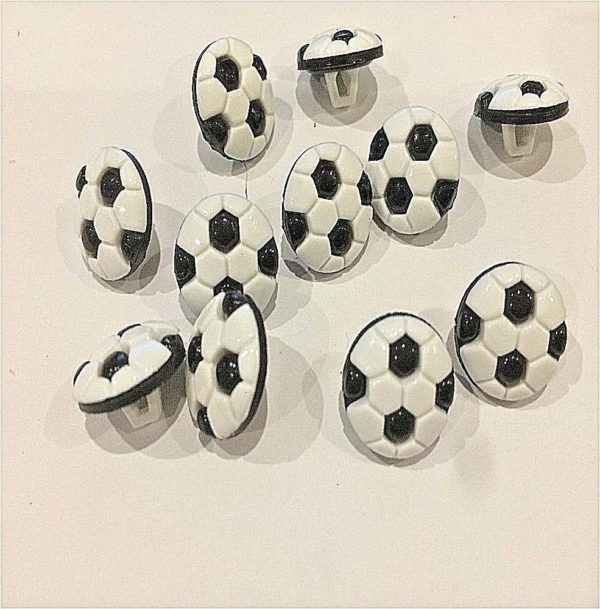 multiple black and white football buttons