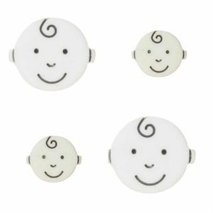 round BABY face button in white