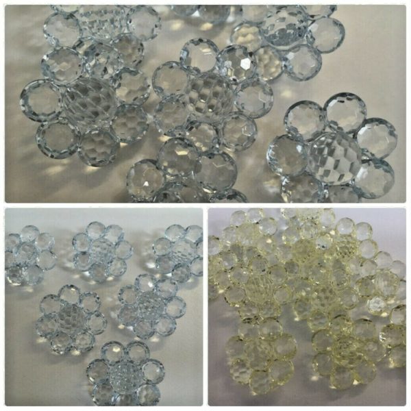 transparent glass ball buttons in a flower design