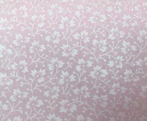 pink background white stem and flowers fabric