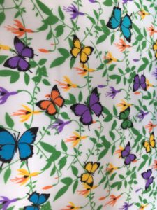 bright multicoloured butterfly fabric
