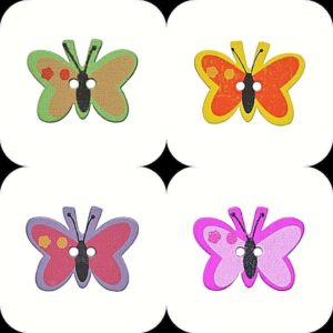 Butterfly Fine Style Wooden Buttons All Colours