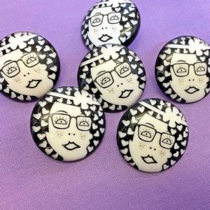 Faces & Hearts Shank Buttons Size 25mm