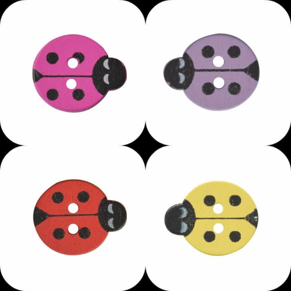 Ladybird Fine Style Wooden Buttons All Sizes Choice Of Colours