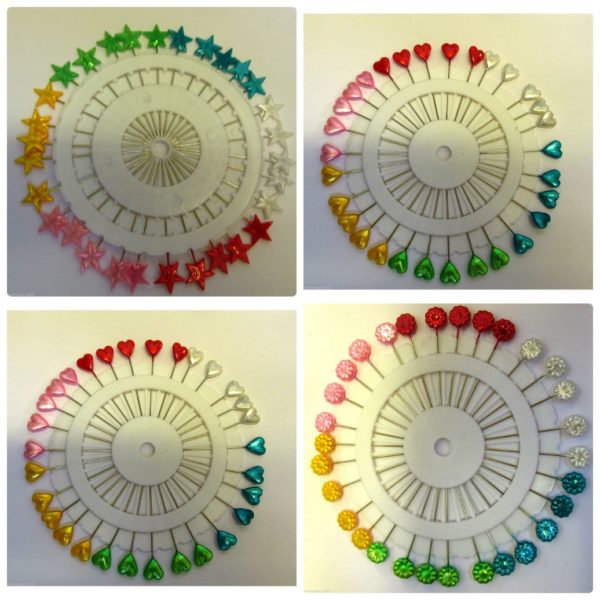 Plastic Headed Extra Long Pins Assorted Colours Several Designs