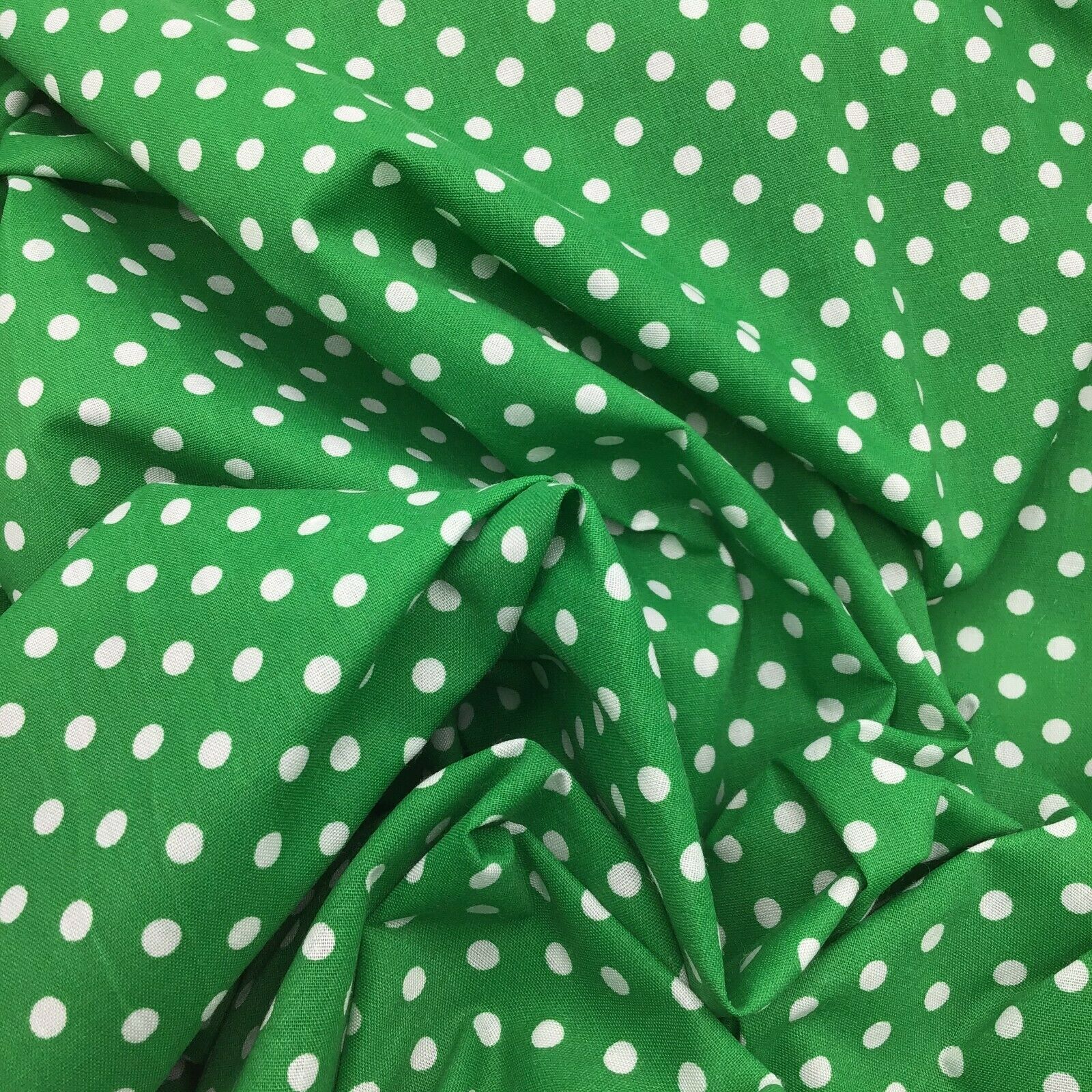 green polka dot dress making craft fabric