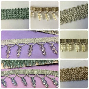 Designer Shaped Beaded Trim, Braid & Insertion Cord For Curtain Blind Trimming