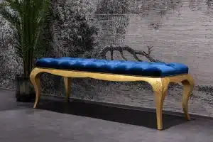 Crushed Velvet bench - blue velvet top