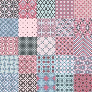 Patchwork pink and blue bold fabric prints